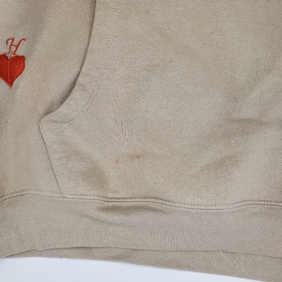 Disney Winnie the Pooh Hoodie Embroider Sweatshirt Medium Knitted Face Tan Sand - Picture 5 of 13